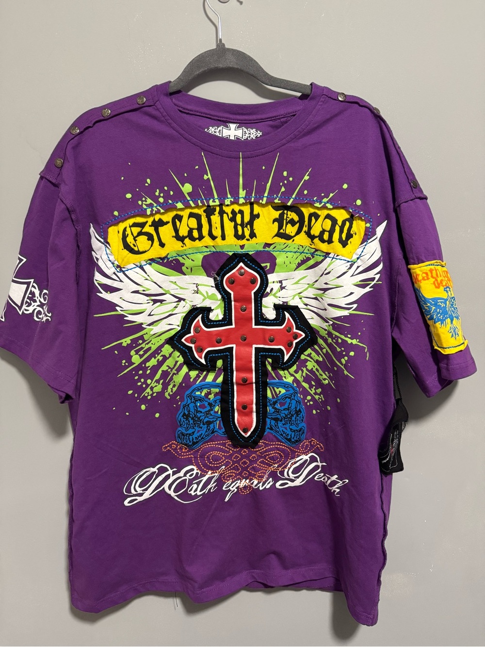 NWT- Ablanche- Men’s Purple T-Shirt Size XL “death equals death” print
